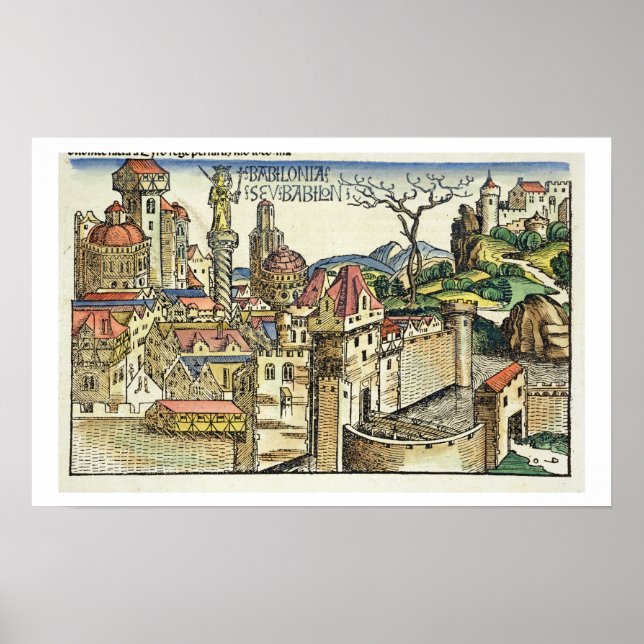 Poster Vue de l'ancienne ville de Babylone, depuis la Nur (Devant)