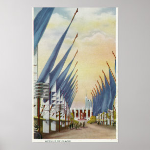 Poster Vue de l'avenue de Flags, l'Exposition universelle
