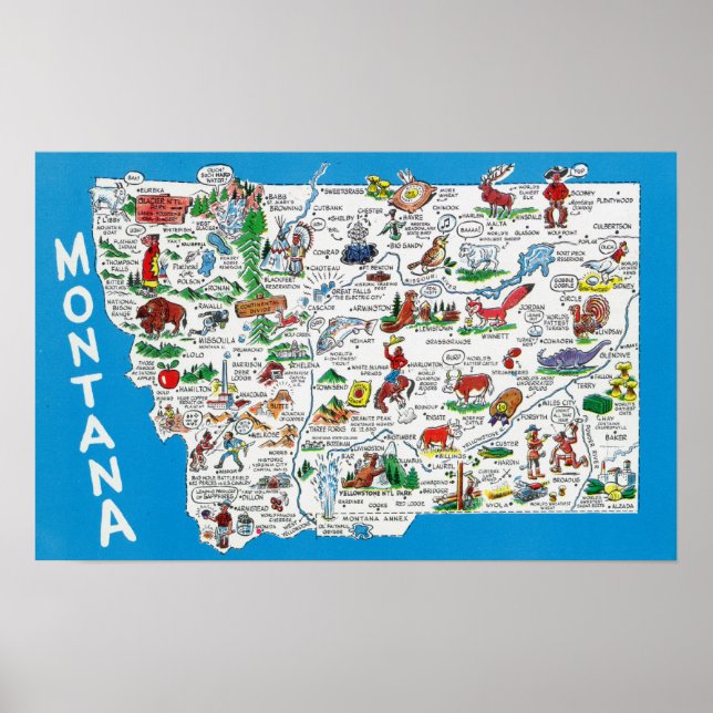 Poster Vue de l'état avec des dessins, des points Pittore (Devant)