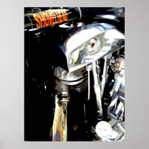 Poster Vue de l'Harley Moteur classique à tête de chasse