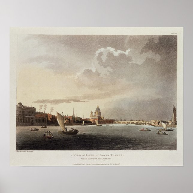 Poster Vue de Londres depuis la Tamise, 1809 (Devant)