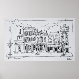 Poster Vue de M Street à Georgetown, Washington DC.