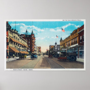 Poster Vue de Main Street avec Ford Model-T