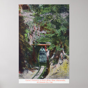 Poster Vue de mineur sortant l'entrée de tunnel à l'or