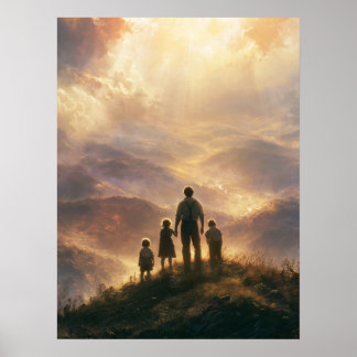 Poster Vue de montagne pour la fête des pères en famille