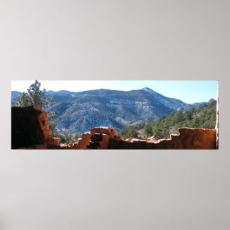 Poster Vue de Mountain View depuis Cliff Dwellings - Long