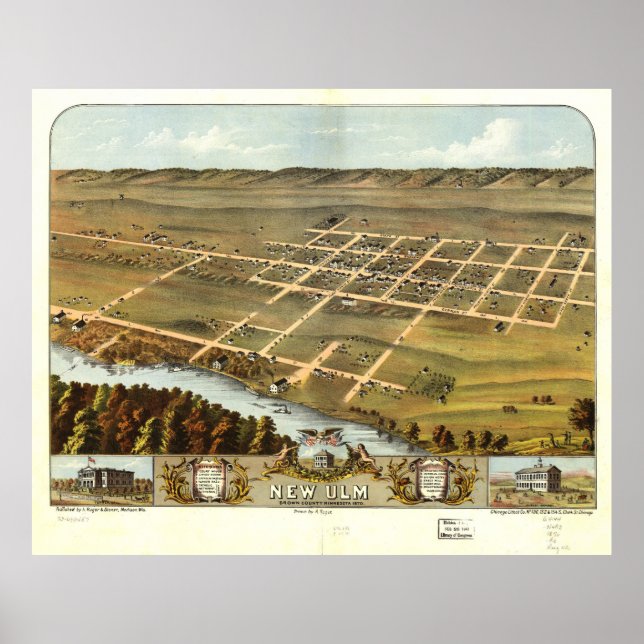 Poster Vue de New Ulm, Minnesota (1870) (Devant)