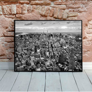 Poster Vue de New York en noir et blanc depuis le haut