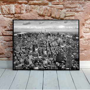 Poster Vue de New York en noir et blanc depuis le haut
