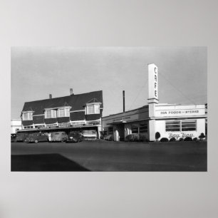 Poster Vue de Newport, Orégon de photographie de Caf� de