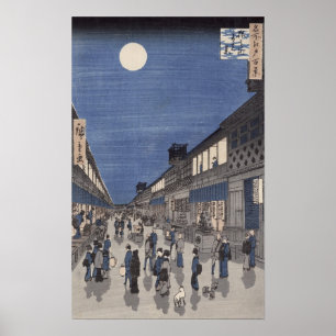 Poster Vue de nuit de rue de Saruwaka