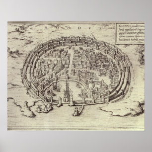 Poster Vue de Rhodes, du 'théâtre des villes principales