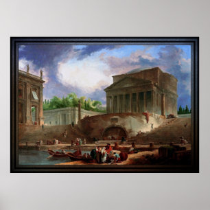 Poster Vue de Ripetta par Hubert Robert