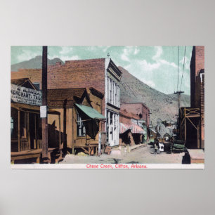 Poster Vue de rue, chasse CreekClifton, AZ