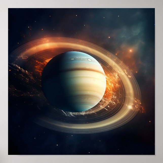 Poster Vue de Saturne depuis l'espace (Devant)