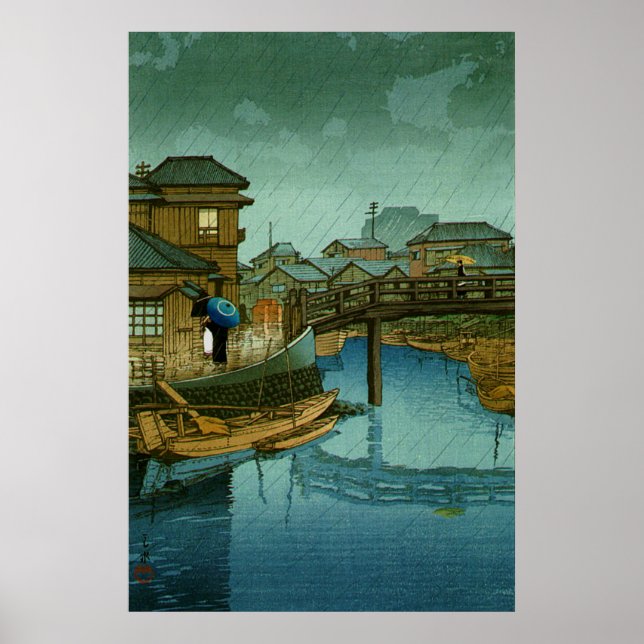 Poster Vue de Tokaido Shinagawa Kawase Hasui (Devant)