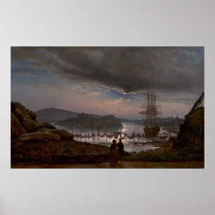 Poster Vue de Vaekero près de Christiania par J.C Dahl