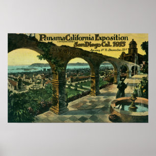Poster Vue de ville d'une mission, expo de Panama-CA
