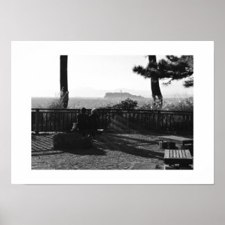 Poster Vue d'Enoshima depuis le cap Inamuragasaki
