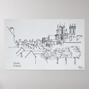 Poster Vue d'ensemble de la ville   Nantes, France