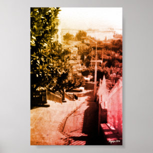 Poster Vue d'ensemble du quartier vintage d'Alger en Algé