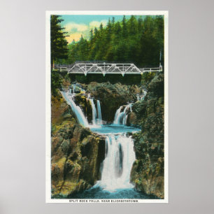 Poster Vue des automnes et du pont de roche de fente