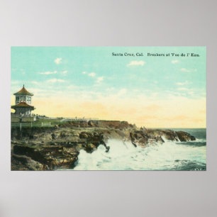 Poster Vue des briseurs à Vue de l'EauSanta Cruz, CA