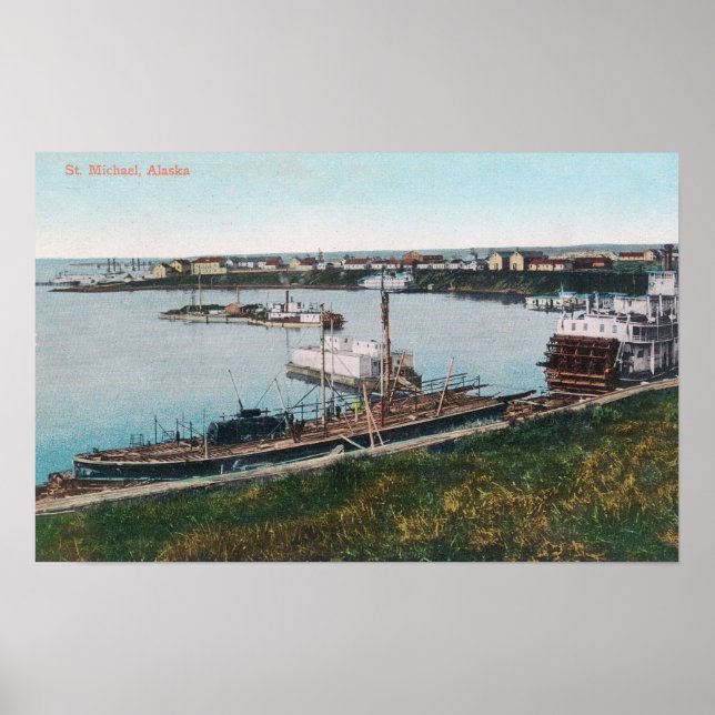 Poster Vue des navires dans le DockSt. Michael, AK (Devant)