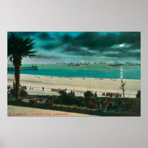 Poster Vue des navires de guerre américains dans l'océan 