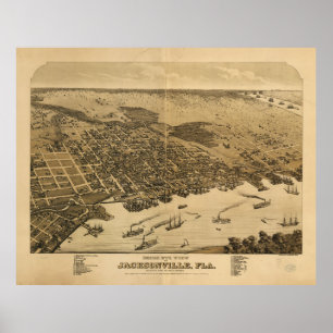 Poster Vue des oiseaux de Jacksonville Floride (1876)