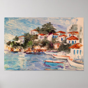 Poster Vue des Plakes depuis le Vieux Port de Skiathos