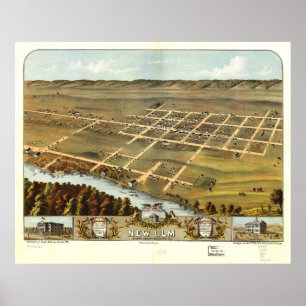 Poster Vue d'oeil d'oiseau de nouvel Ulm, Minnesota