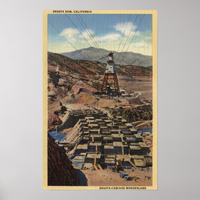 Poster Vue du barrage Shasta (Devant)