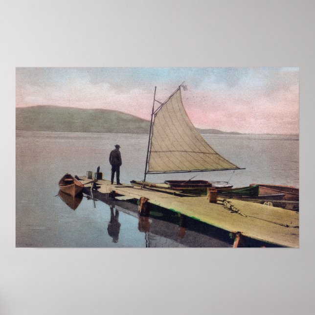 Poster Vue du bateau à voile à quai à Utah LakeProvo, UT (Devant)