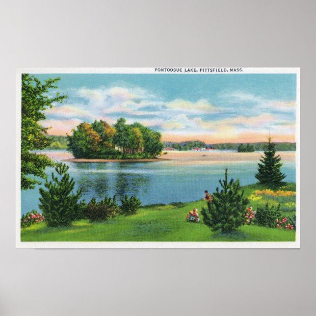 Poster Vue du bord du lac Pontoosuc (Devant)