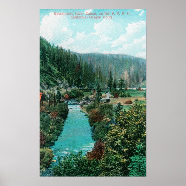 Poster Vue du canyon de la rivière Sacramento sur SP (Devant)