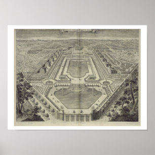 Poster Vue du château et du parc à marneux, gravée par