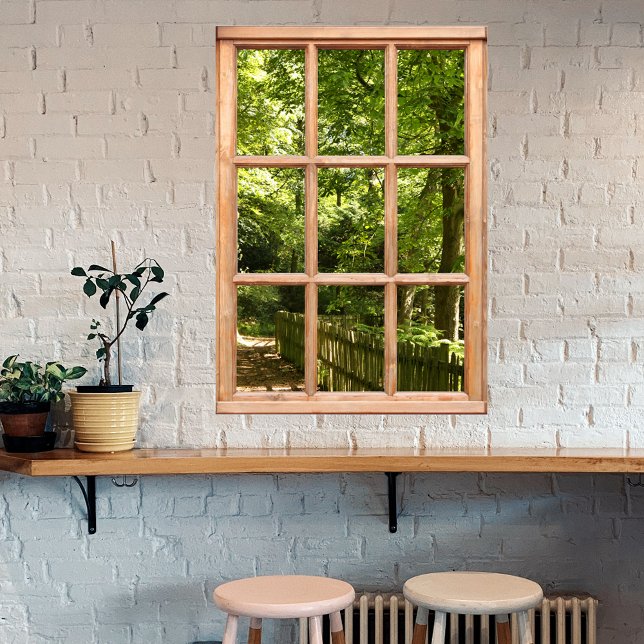 Poster Vue du chemin de bois à partir d'une fenêtre (Créateur téléchargé)