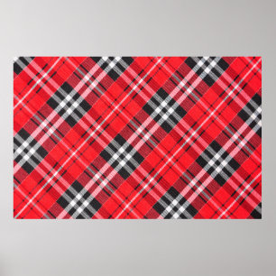 Poster Vue du dessus du motif en tissu tartan sur la tabl