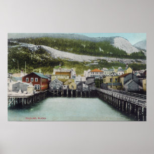 Poster Vue du front de mer et de la villeDouglass, AK
