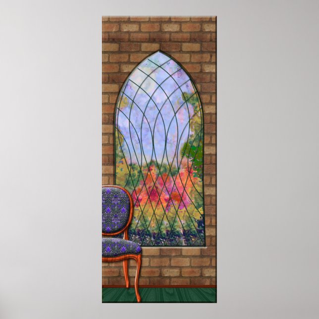 Poster Vue Du Jardin À Travers La Fenêtre De La Chapelle (Devant)