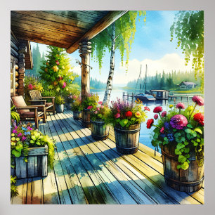 Poster Vue du lac House Terrasse surplombant la baie