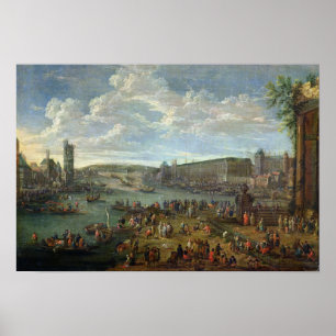 Poster Vue du Louvre et de la visite de Nesles