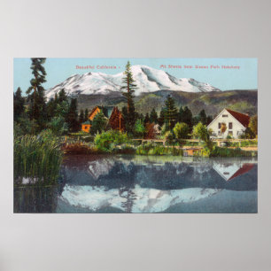 Poster Vue du mont Shasta de l'écloserie de poisson Sisso