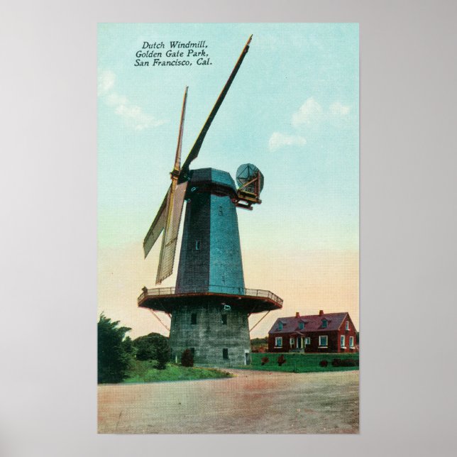 Poster Vue du moulin néerlandais à Golden Gate Park (Devant)