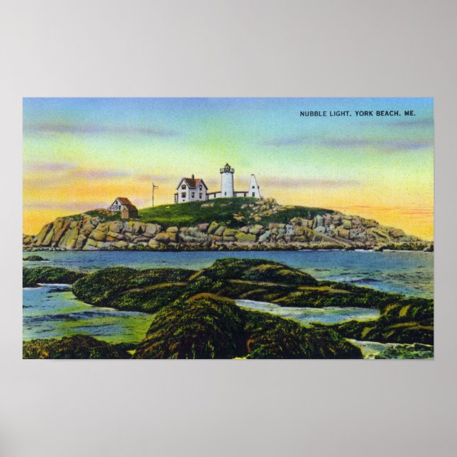 Poster Vue du phare de Nubble à York Beach (Devant)