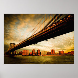 Poster Vue du pont de Manhattan du côté de Brooklyn (NYC)