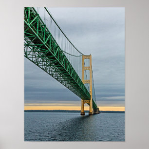 Poster Vue du pont Mackinac depuis le lac Michigan 2