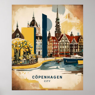 Poster Vue du port de Copenhague