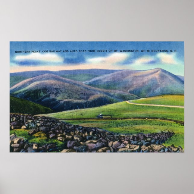 Poster Vue du sommet du Cog Rail, pics du Nord (Devant)